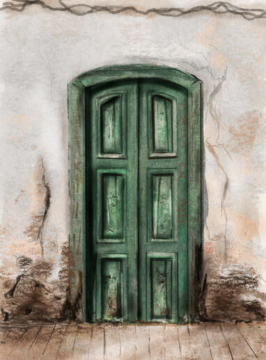 Green Vintage Door